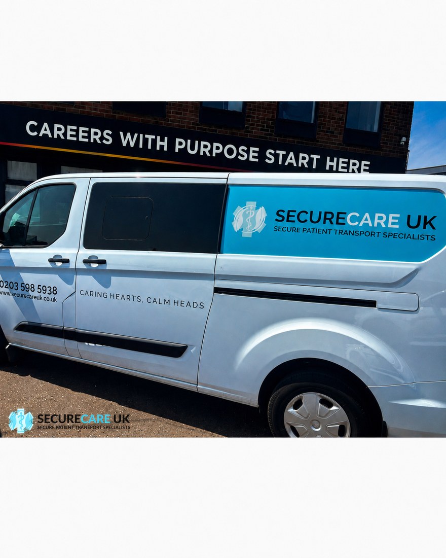 A Secure Care UK crew member beside a specialist vehicle